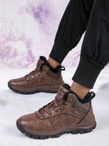 Dày lên Ấm áp Cao-top Ngoài trời Giày ống Cho nam giới Giày đi bộ Không thấm nước Chống trượt Bốt Tuyết - màu nâu - Xem 1