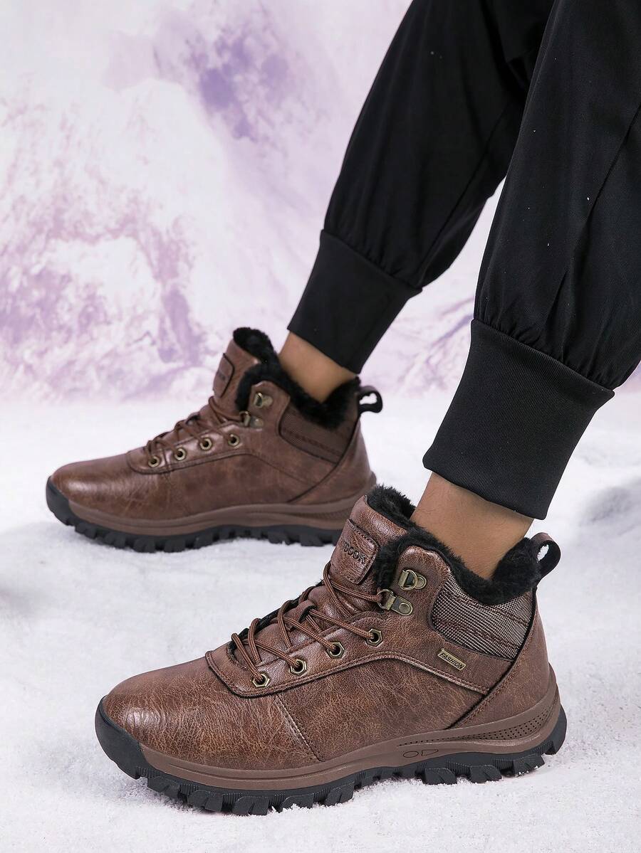 Dày lên Ấm áp Cao-top Ngoài trời Giày ống Cho nam giới Giày đi bộ Không thấm nước Chống trượt Bốt Tuyết - màu nâu - Xem 1
