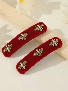 2 chiếc kẹp tóc hình ong nhung cho tóc mái, xe hơi, thanh lịch, dễ thương, ngọt ngào, phù hợp với trang phục hàng ngày, trang phục công sở, trang phục dự tiệc và làm quà tặng. Kẹp tóc càng cua, kẹp tóc cài đầu, đồ dùng học tập, đại học, phụ kiện tóc, phụ kiện đội đầu, phụ kiện tóc cho nữ, ghim cài tóc. - Màu Đỏ Sâu - Xem 5