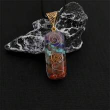 1 pieza Collar con colgante de piedra semipreciosa cristalina de colores, piedra triturada - Multicolor - Ver 1