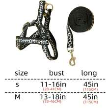 1 Pieza Arnés Ajustable Para Gato/perro Con Correa, Estampado Con Grietas Y Rayas, Adecuado Para Teddy, Golden Retriever, Caminar En Interior Y Exterior - Negro - Ver 2