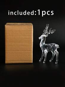 1 Pc Christmas Creative And Cute Transparent Simulation Standing Elk Handicraft Decorations,Suitable For Autumn Decoration And Christmas Holiday Home Decoration Cabinets And Bookshelves Display Cabinet And Dining Table Storage Rack,Christmas Present,Acrylic Craft Suitable For All Seasons Best Gifts Birthday Christmas Decorations Room Decor