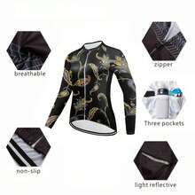 Max Storm Của phụ nữ Áo đi xe đạp Tay áo dài Xe đạp Jersey Với 3 Ở phía sau Túi Đạp xe Chống lại Thể thao Quần áo Trang phục Nhanh khô - màu đen - Xem 3