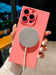 1入組銀色噴涂漆油繪畫液體磁吸手機殼,附建在保護相機鏡頭保護器 - 粉色 - 查看 4