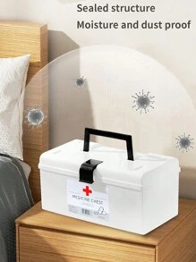 1 bộ dụng cụ sơ cứu mini gia đình bằng vật liệu PP, hộp đựng thuốc gia đình dung tích lớn, hộp đựng thuốc cấp cứu cho trẻ em có nắp đậy - trắng - Xem 4
