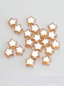 50pcs/Pack 8mm Center Hole Electroplated Glass Pentagram Beads, DIY Jewelry Accessories For Necklace, Bracelet, Earrings