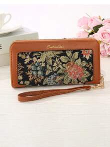 1pc Large Floral Design Portable Long Wallet, Suitable For Work, Business Travel And Commuting, Perfect As An Anniversary, Valentine's Day, Birthday, Christmas, And Thanksgiving Gift - Multicolor - View 2