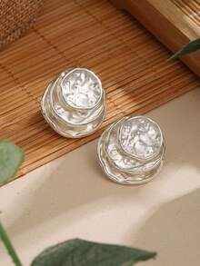 1 對流行時尚原創鋅合金多彩圓形分層裝飾耳環適合女士/女孩、街頭服飾或伴娘禮物