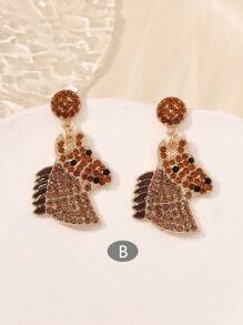 水鑽裝飾馬設計耳環 - 彩色 - 查看 3