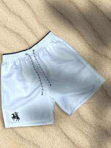 百慕達短褲男裝運動馬裝修剪運動短褲運動館夏季 - 白色 - 查看 2