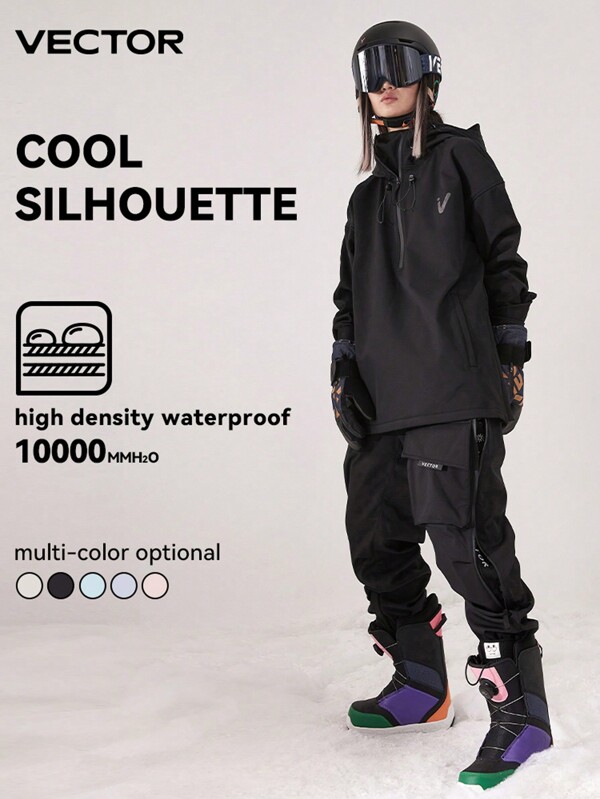 VECTOR MOTION Fleece Snowsuit Set, Hooded Sport Ski Jacket And Trousers For Men & Women, Windproof, Waterproof, Lightweight, Thermal, Breathable, Abrasion-Resistant, Comfortable, Suitable For Skiing