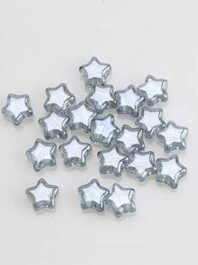 50pcs/Pack 8mm Center Hole Electroplated Glass Pentagram Beads, DIY Jewelry Accessories For Necklace, Bracelet, Earrings