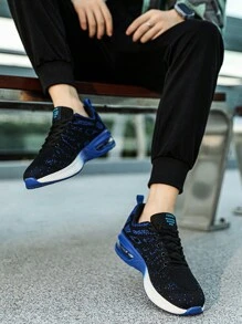 Men Color Blocking Gradient Knit Lace-up Air Cushion Sneakers,Comfortable Breathable and Shock-absorbing Outdoor Running Shoes,Suitable for Outdoor Sports, Jogging&Fitness&Walking
