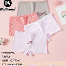 Girls' Boxers, Set Of 6 Boxer Briefs For Girls With Stripes, Bows And Solid Colors. - Multicolor - View 1