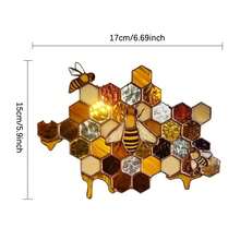 Peridot Queen And Bee Protection Honey Hanging Decoration, Printed Honeycomb Pattern, Hanging Decoration Home Decor Wall Art Home Decor, Wall Art Decoration (Flat Printed Product Is Not Translucent) - Gold - View 3