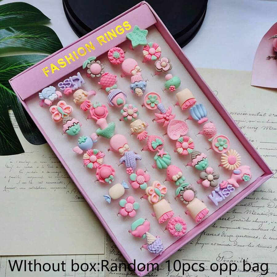 10入組小的孩子們可愛圓環(隨機發送),理想生日禮物 - 彩色 - 查看 1