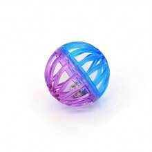 1pc Purple & Blue Hollow Interactive Cat Training Ball Toy With Bell - Purple - View 3