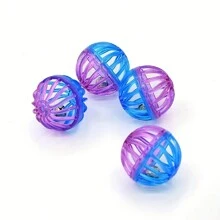 1pc Purple & Blue Hollow Interactive Cat Training Ball Toy With Bell - Purple - View 5