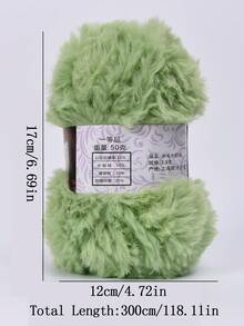 (色號#26) 1卷50克3000cm/1181in長度毛線,模擬貂皮貂絨羊絨紗線,適用於diy編織毯子、靠墊、圍巾、帽子、手工粗毛線 - 草綠 - 查看 2