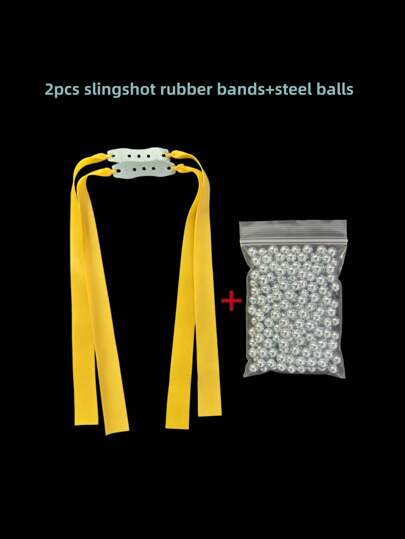 1套彈弓配件，附橡皮筋和鋼珠，高彈性橡皮帶和高碳鋼珠，適用於狩獵、射擊練習和其他場景