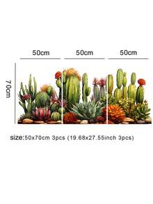 3入組現代牆藝仙人掌帆布畫海報,北歐風格小清新熱帶植物藝術家居裝飾畫,可用於客廳裝飾,50x70cm無框架