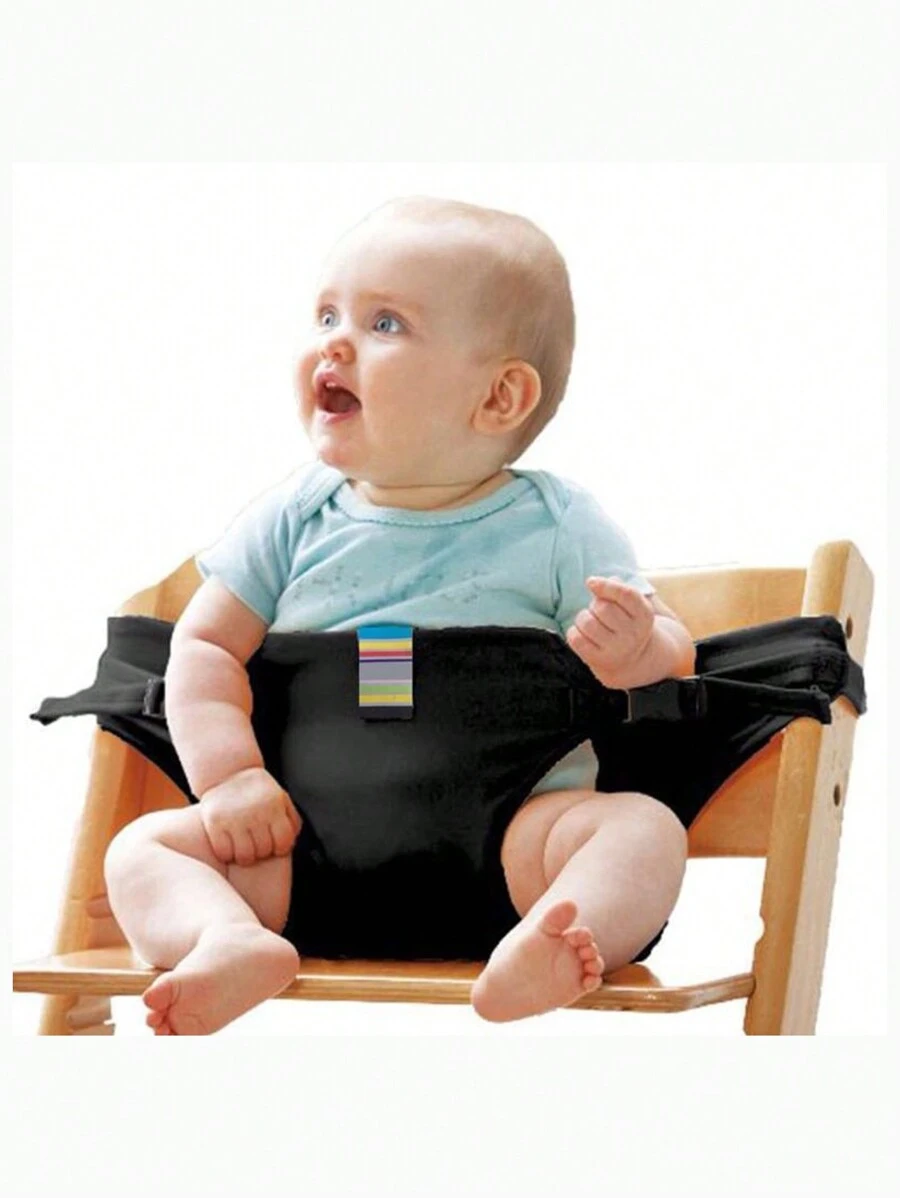 1pc Baby High Chair Safety Belt Portable Infant Travel Harness Waist Belt, Suitable For Everyday Use - Black - View 1