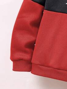 Young Boy Casual Letter Print Color Block Hoodie And Sweatpants Set, Autumn Winter