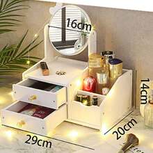 Organizador De Maquillaje Y Caja De Almacenar Con Cajones - Rojo y blanco - Ver 2