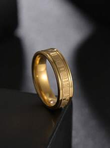 1個男士羅馬數字不銹鋼戒指,個性化流行的鈦鋼珠寶,極簡風格6mm