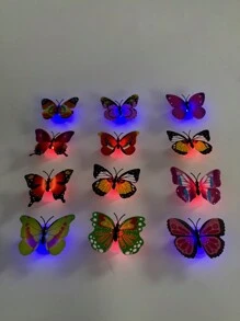 5入隨機款式彩色發光蝴蝶led夜燈閃光模擬蝴蝶地面玩具牆貼蝴蝶,在黑暗中發光的派對用品 - 彩色 - 查看 2