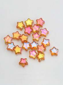 50pcs/Pack 8mm Center Hole Electroplated Glass Pentagram Beads, DIY Jewelry Accessories For Necklace, Bracelet, Earrings