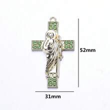 1 件金色吊墜,1 件綠色水鑽裝飾鋅合金吊墜,適合項鍊、手鍊製作,52*31 毫米