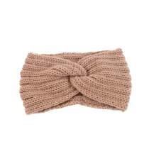 1 chiếc băng đô dệt kim nhiều màu sắc dành cho nữ, phụ kiện tóc mùa thu/đông với thiết kế đan chéo, thời trang và - Màu Khaki - Xem 1