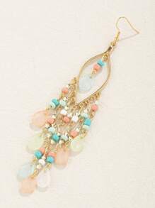 Beaded Tassel Jewelry 1pair Earrings - Multicolor - View 4