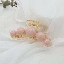 1入組大尺寸純粉色亞克力仙女髮卡,適合約會、派對、日常穿搭