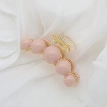 1入組大尺寸純粉色亞克力仙女髮卡,適合約會、派對、日常穿搭