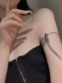 1件獨特的重型可拉伸3d蝴蝶飾品,帶有長鏈,適合女性日常穿著,可佩戴於腰部或頸部 - 蝴蝶型 - 查看 4