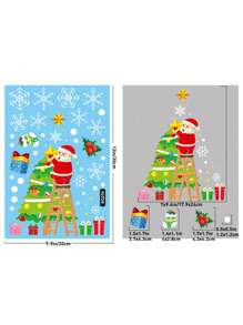 4 張聖誕窗貼玻璃窗,雙面聖誕窗貼聖誕樹窗貼聖誕老人窗貼花聖誕裝飾兒童室內家庭派對車,防靜電