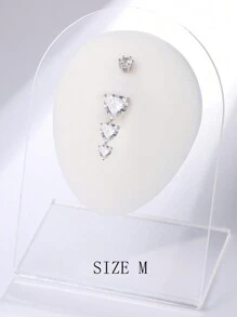 1pc 925 Sterling Silver Heart Shaped Tassel Crystal Navel Ring, Sexy Belly Button Piercing, Perfect For Girls' Night Out, Festival Gift Holiday Valentines