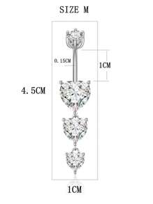 1pc 925 Sterling Silver Heart Shaped Tassel Crystal Navel Ring, Sexy Belly Button Piercing, Perfect For Girls' Night Out, Festival Gift Holiday Valentines