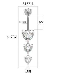 1pc 925 Sterling Silver Heart Shaped Tassel Crystal Navel Ring, Sexy Belly Button Piercing, Perfect For Girls' Night Out, Festival Gift Holiday Valentines
