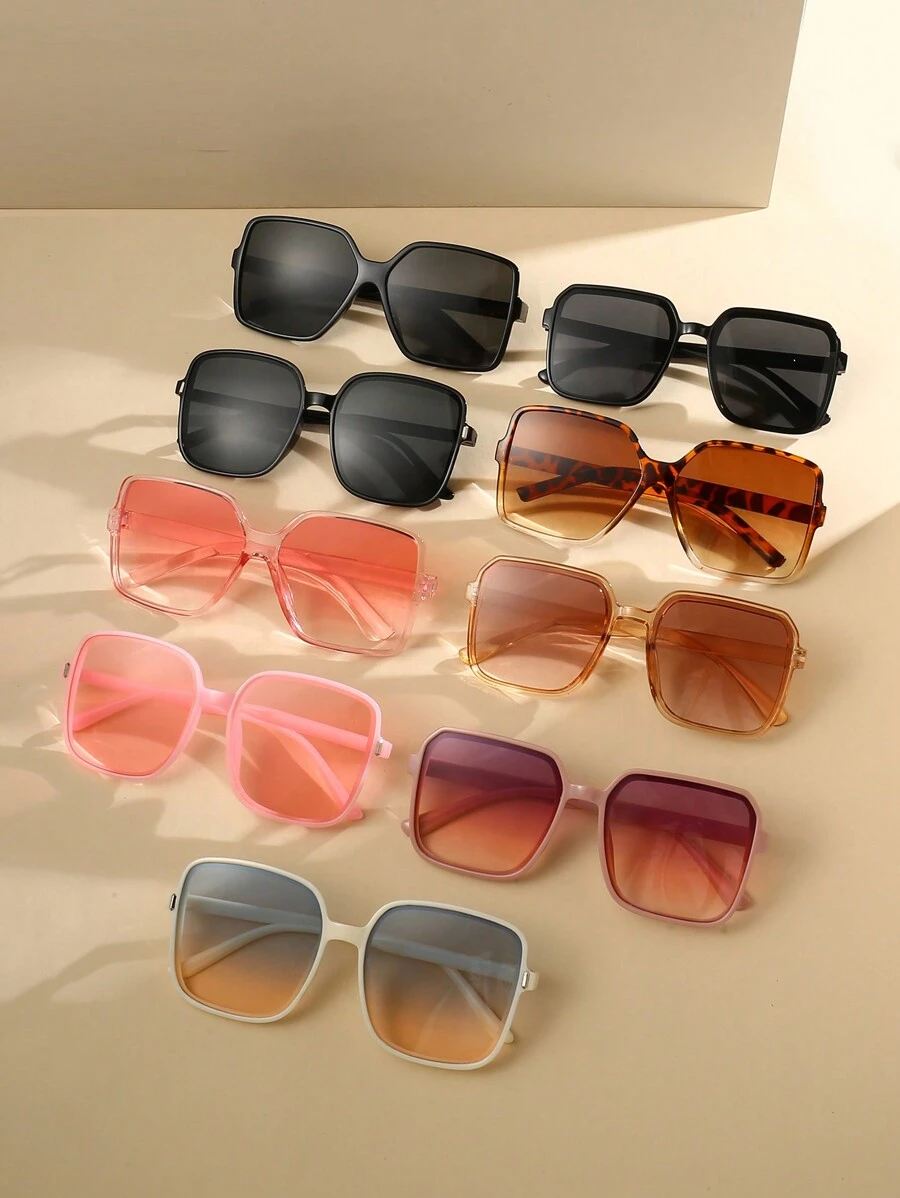 9 件套男女通用全框海滩时尚眼镜，时尚且适合日常佩戴和配饰 - 彩色 - 查看 1