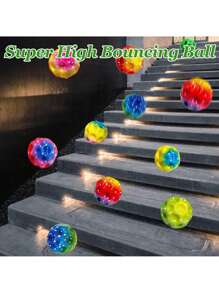 1 个速度球，超高弹跳球，超高弹跳太空球，橡胶弹跳球感官球，提高手眼协调能力，易于抓握和捕捉（彩虹色） - 彩色 - 查看 7