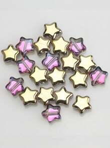 50pcs/Pack 8mm Center Hole Electroplated Glass Pentagram Beads, DIY Jewelry Accessories For Necklace, Bracelet, Earrings
