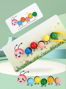 1pc Caterpillar Color-Matching Game Toy Suitable For 2-5 Years Old Kids, Kindergarten Beaded Color Cognition Toy, Montessori Fine Motor Skill Training Toy, Focus Training Early Educational Puzzle Toy. A Gift For Children, Birthday Gift. - Multicolor - View 6