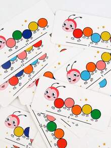 1pc Caterpillar Color-Matching Game Toy Suitable For 2-5 Years Old Kids, Kindergarten Beaded Color Cognition Toy, Montessori Fine Motor Skill Training Toy, Focus Training Early Educational Puzzle Toy. A Gift For Children, Birthday Gift. - Multicolor - View 7