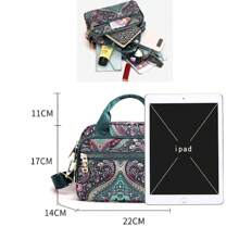 Bolso cruzado multifuncional con estampado a mano para mujer, bolso de hombro de gran capacidad, bolso de nailon impermeable - azul real - Ver 3