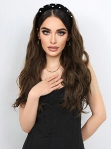 24吋長捲髮頭帶假髮女士合成纖維盖頭假髮,自然直發頭套半套假髮