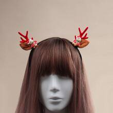 1入紅色聖誕雪人塑料迷你鹿角髮飾,適用於裝飾聖誕鹿角頭箍,聖誕節完美配件