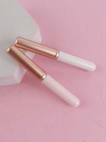 2pcs Portable Lip Brush With Cap, Round Head Lipstick Brush, Mini Short Handle Cosmetic Brush For Travel, Professional Contour Brush - Multicolor - View 6